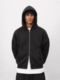 350 GSM Black Reverse Zipper Hoodie Front View