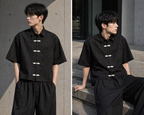 Korean oversized shirt in Seoul Shadow design casual streetwear look