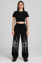 Hustlera pant detail close-up – Built Different print design