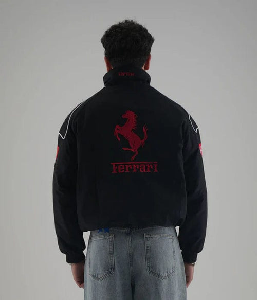 Black Ferrari Embroidered Jacket – Premium Unisex Racing Style | Westernvibe