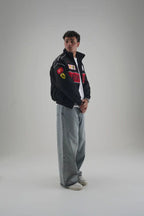 Black Ferrari Embroidered Jacket – Premium Unisex Racing Style | Westernvibe