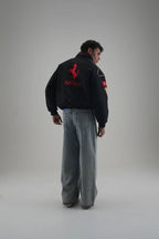 Black Ferrari Embroidered Jacket – Premium Unisex Racing Style | Westernvibe