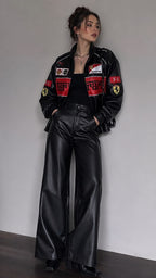 Black Ferrari F1 Leather Jacket – Racing Style Jacket | Westernvibe