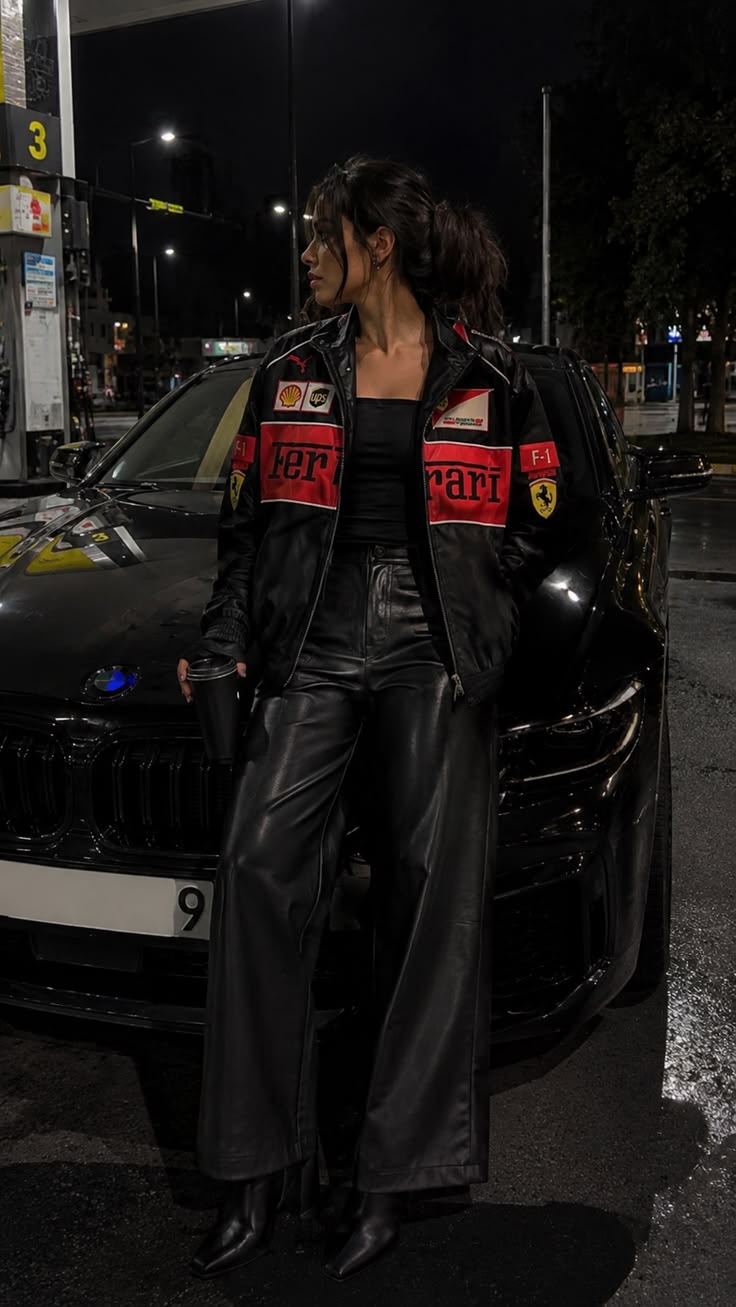 Black Ferrari F1 Leather Jacket – Racing Style Jacket | Westernvibe