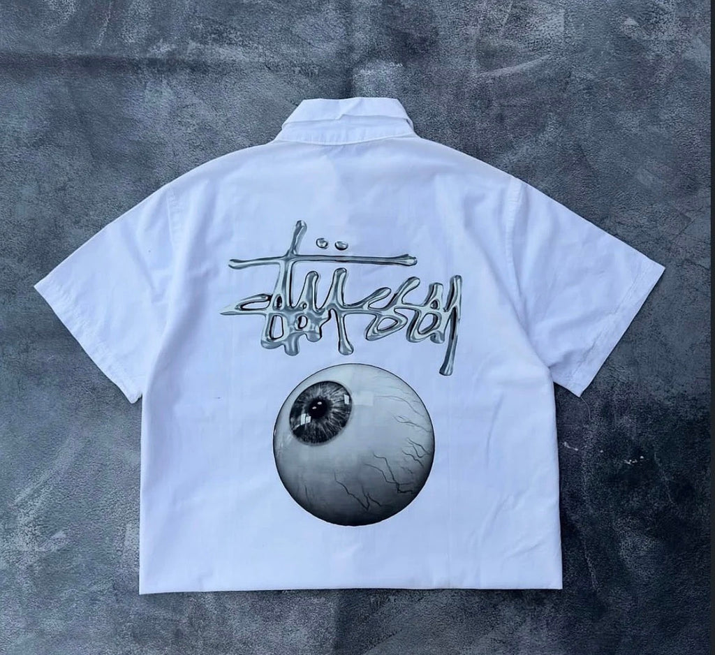 Western eyeball graphic oversized shirt casual urban fashion