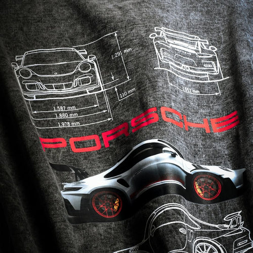 Back View Oversized Porsche 911 Graphic Streetwear T-Shirt