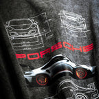 Back View Oversized Porsche 911 Graphic Streetwear T-Shirt