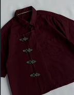 Premium burgundy mandarin shirt for men casual styling
