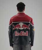 Red Bull Racing Leather Jacket – Premium Motorsport Streetwear by WesternVibe®