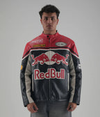 Red Bull Racing Leather Jacket – Premium Motorsport Streetwear by WesternVibe®