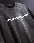 Oversized Porsche 911 Acid Wash T-Shirt Front View Premium Streetwear