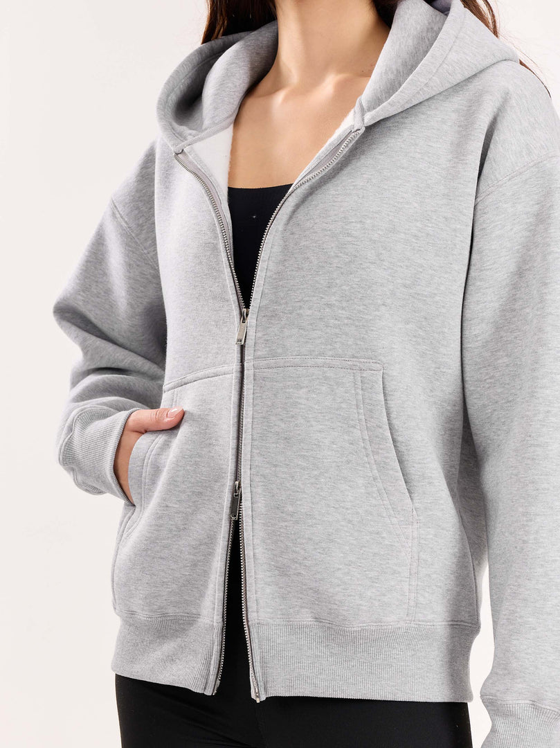 350 GSM Grey Reverse Zipper Hoodie | Premium Oversized Hoodie – Westernvibe