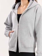 350 GSM Grey Reverse Zipper Hoodie | Premium Oversized Hoodie – Westernvibe