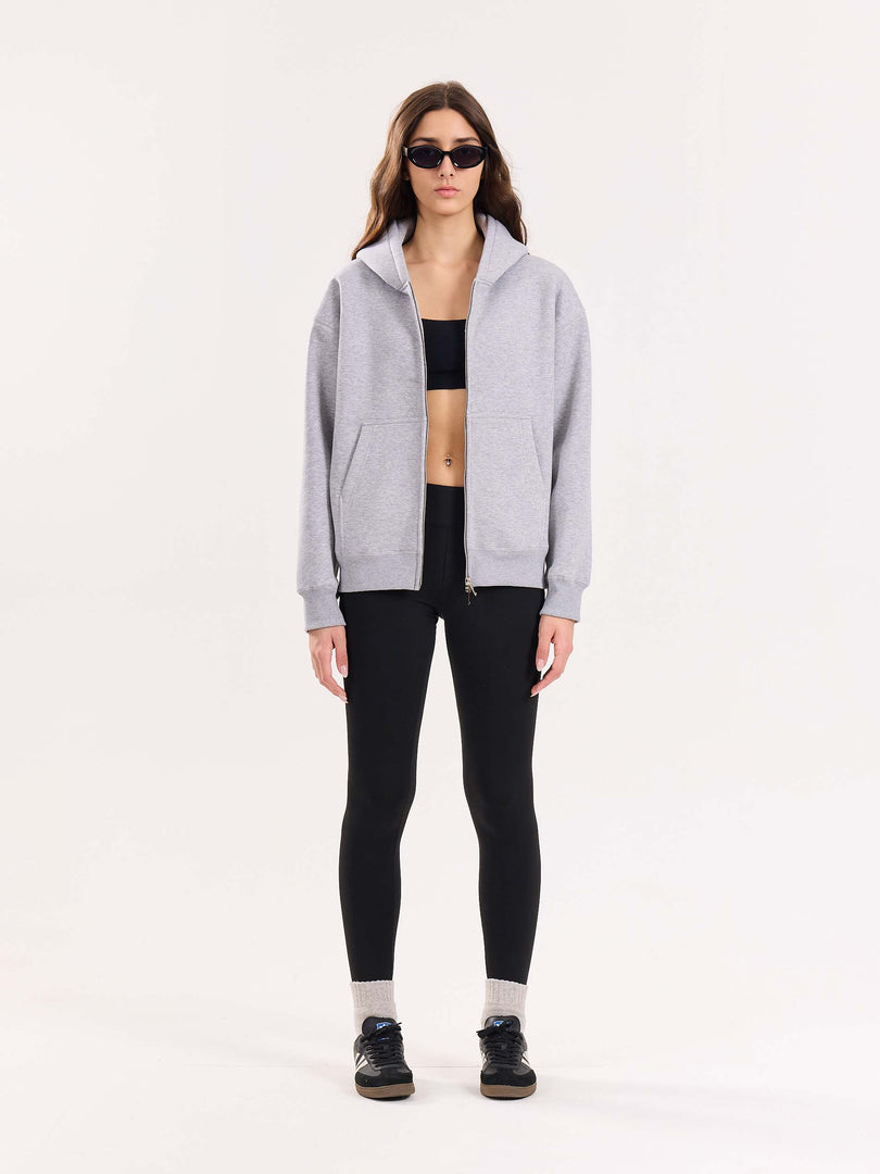 350 GSM Grey Reverse Zipper Hoodie | Premium Oversized Hoodie – Westernvibe