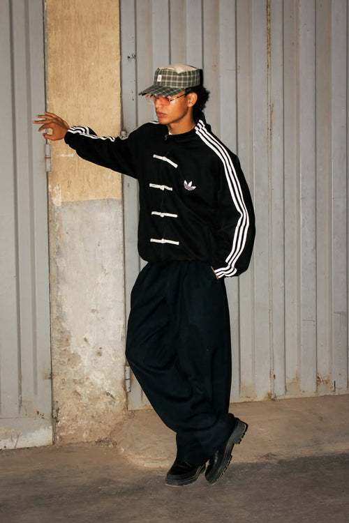 Oversized black suede CNY jacket for men and women