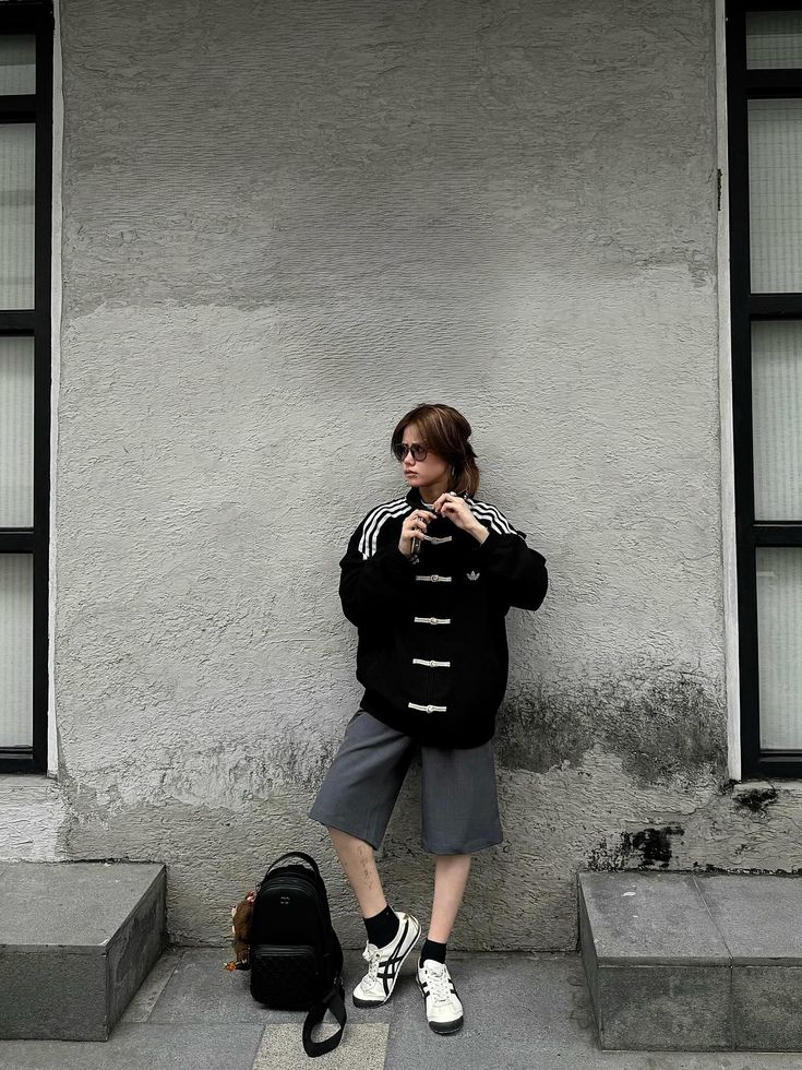 Black CNY suede knot jacket with oversized unisex streetwear design