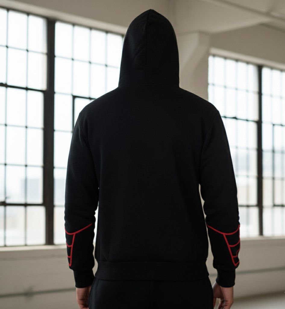 Black spider web streetwear hoodie full design