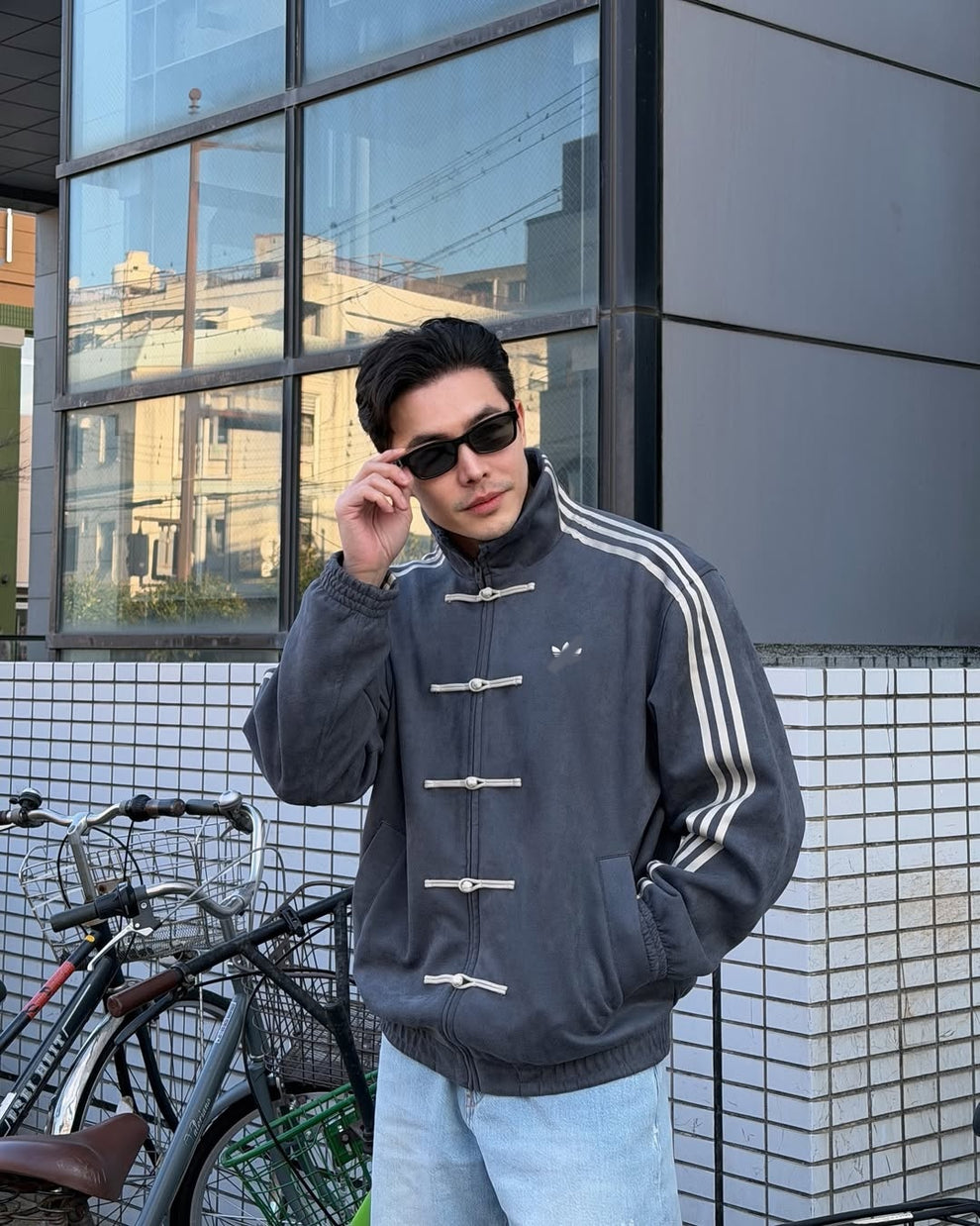 CNY suede jacket with front pockets and full sleeves