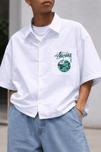 Unisex white oversized 8 ball streetwear shirt outfit