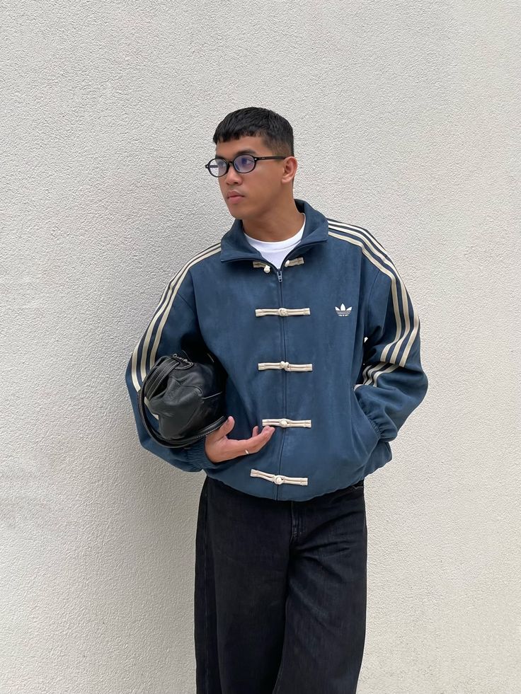 Navy blue CNY jacket with full sleeves and front pockets