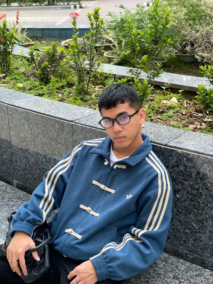 Navy blue oversized unisex suede jacket