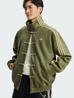 Olive green oversized unisex suede jacket