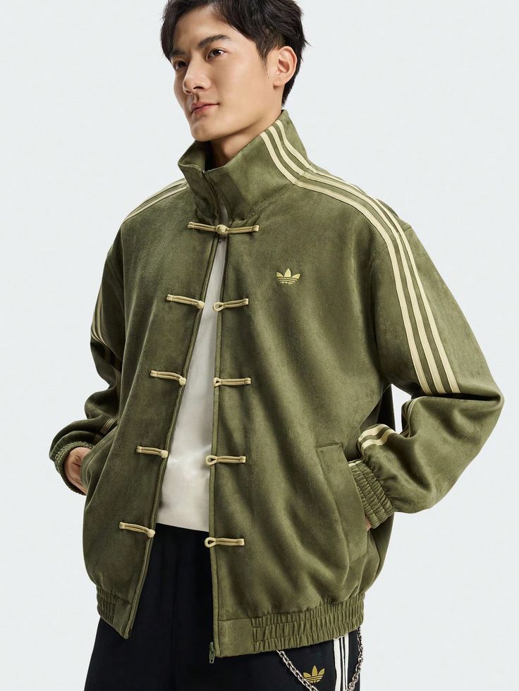 Olive green oversized unisex suede jacket