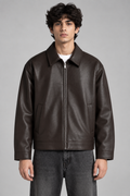 Premium Brown Leather Jacket for Men Front View