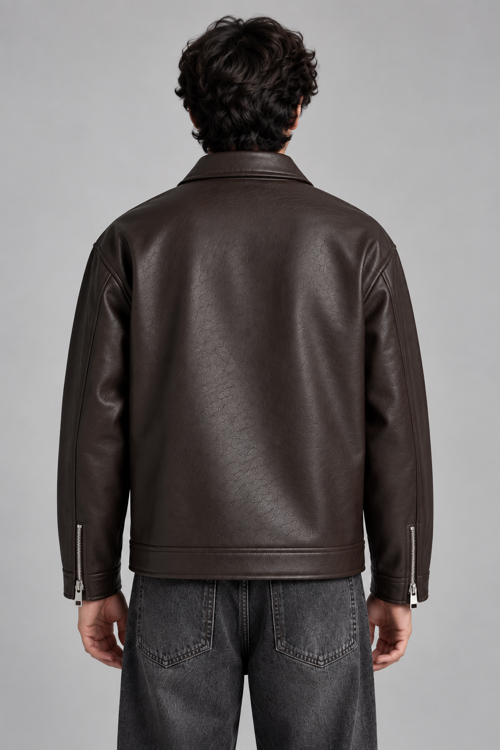 Premium Brown Leather Jacket for Men Front View