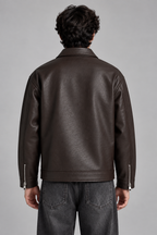 Premium Brown Leather Jacket for Men Front View