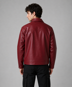 WesternVibe burgundy metal clasp jacket for men with silver-tone front closures